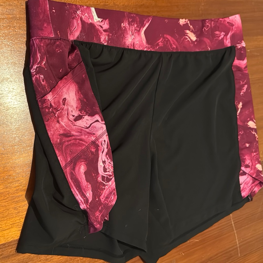 Tek Gear Black Shorts with Pink Pattern